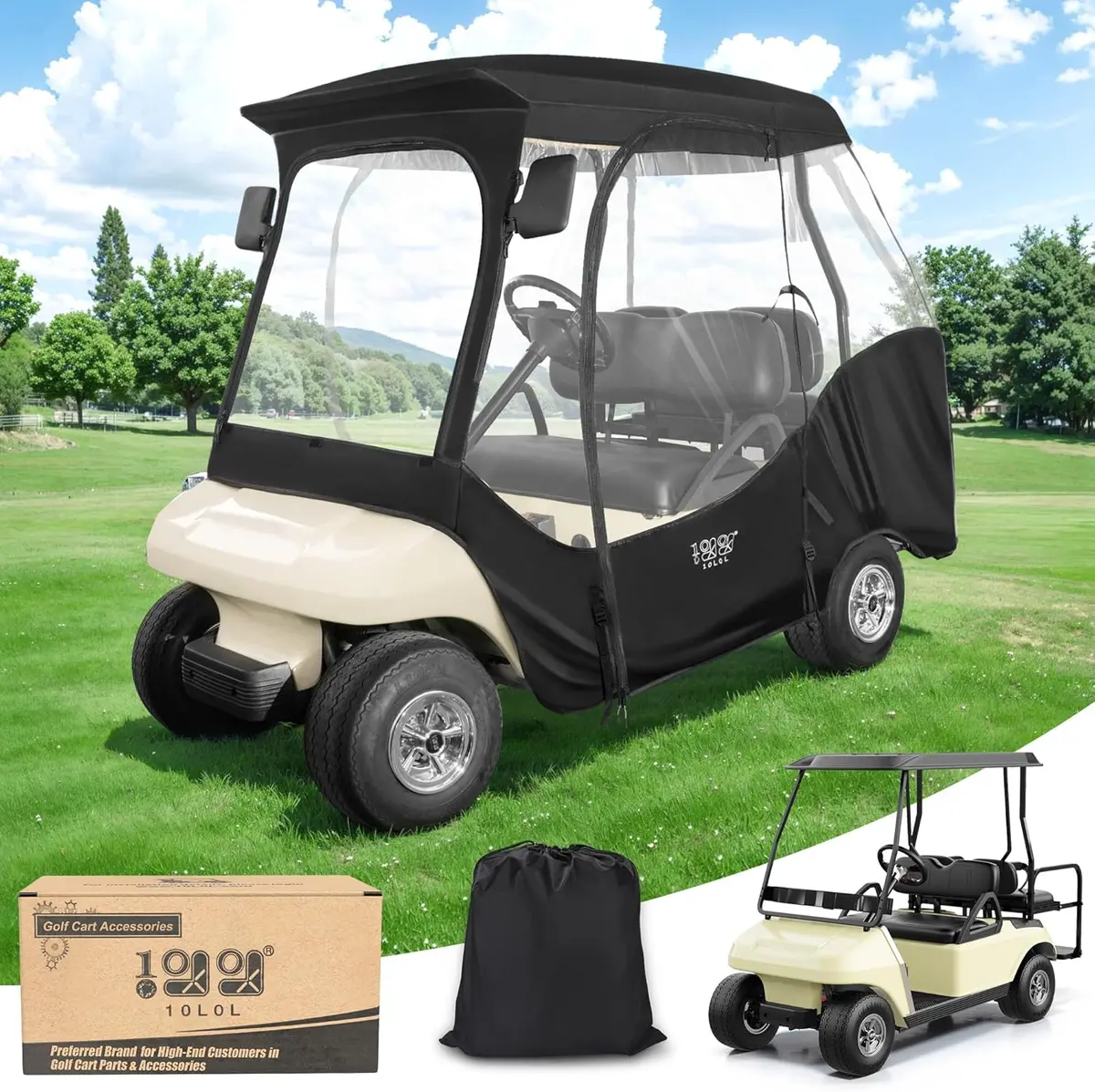 10L0l 4 Passenger Golf Cart Enclosures For Club Car Ds - 4-Sided Weather Protection 1