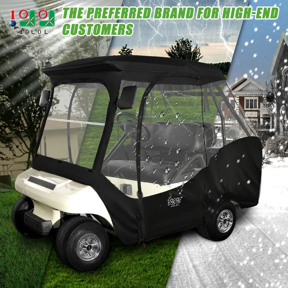 10L0l 4 Passenger Golf Cart Enclosures For Club Car Ds - 4-Sided Weather Protection 2