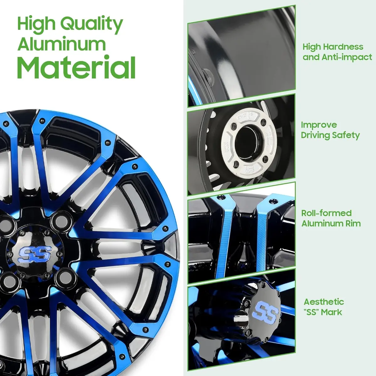 14 Inch Golf Cart Rims One-Piece Cast Aluminum Structure Stylish Appearance Upgrade - 10L0l 4
