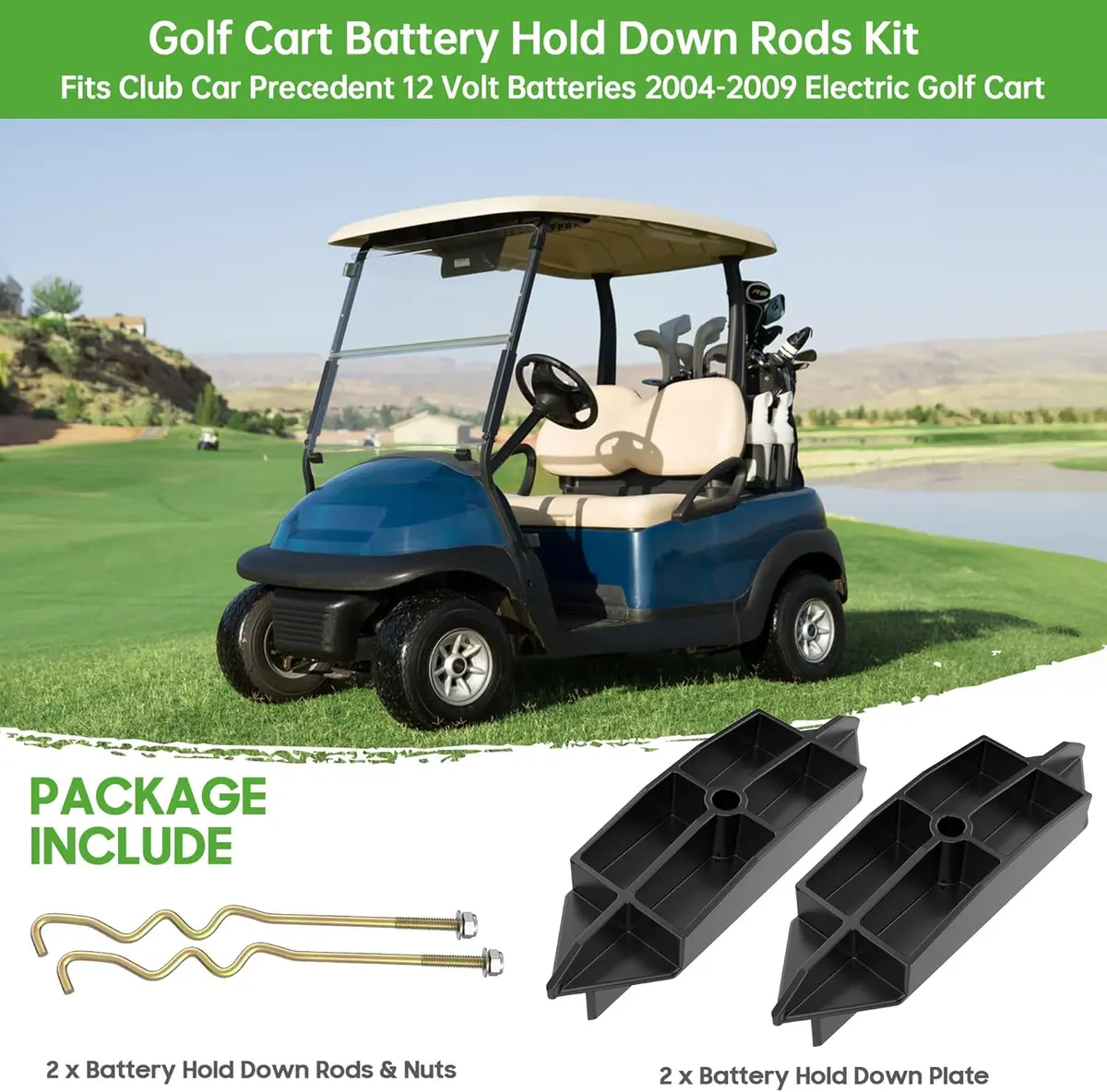 Golf Cart Battery Hold Down Kit For Club Car Precedent 2009-Up 48V (4X12v) Electric - 10L0l 2