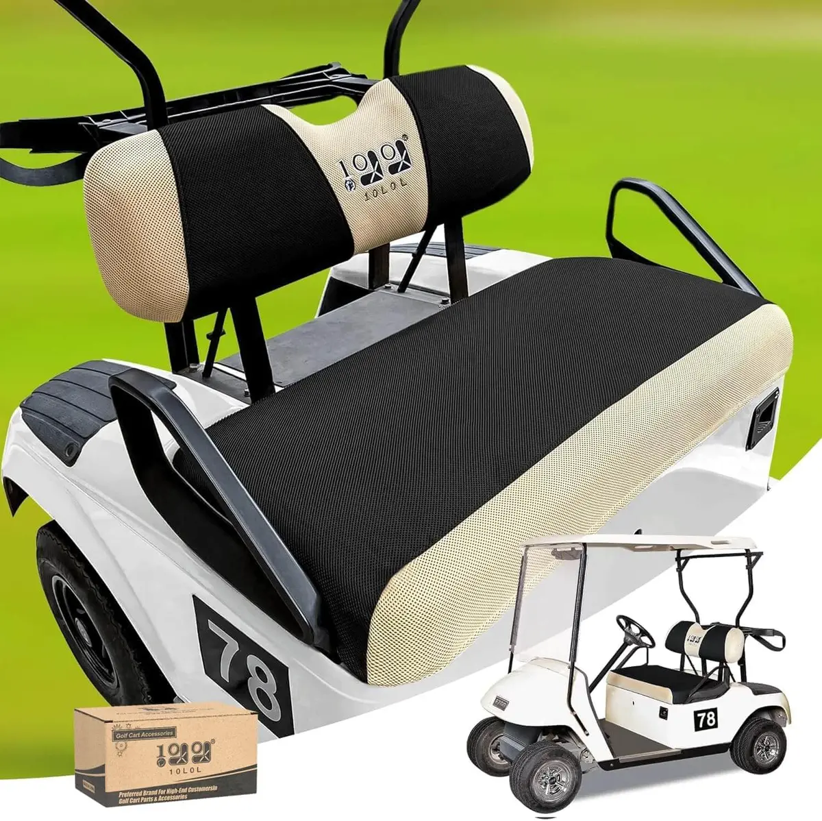 10L0l Premium Golf Cart Front Seat Covers For Ezgo Txt Rxv & Club Car Ds 2000-Up 2