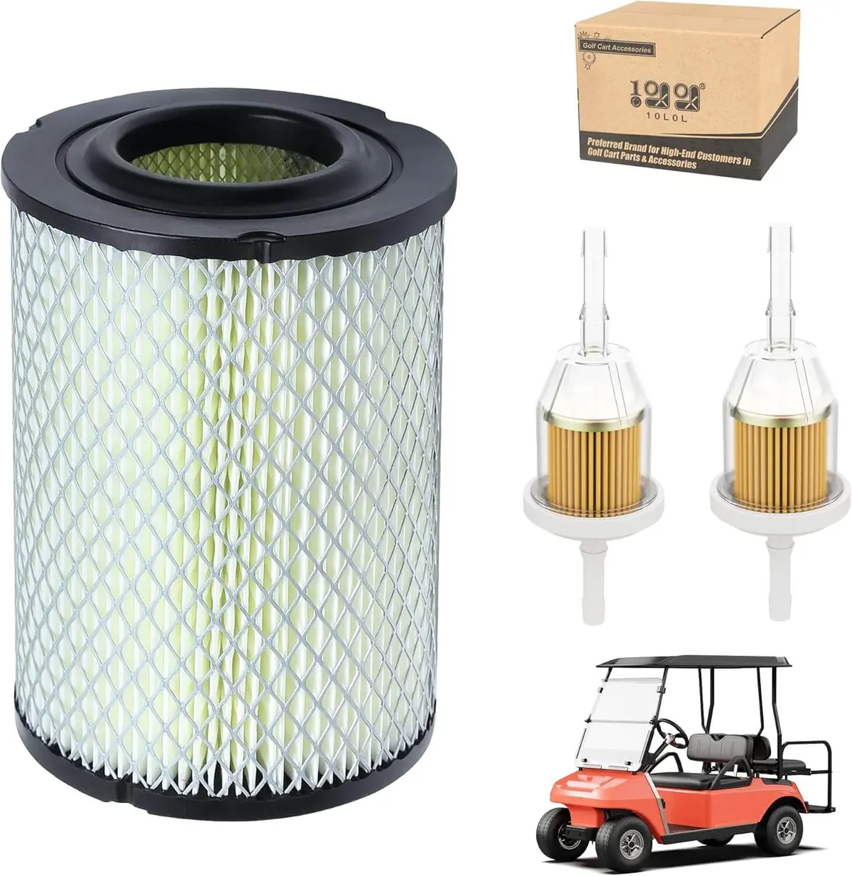 Golf Cart Tune Up Kit For Ezgo Marathon Club Car Ds Gas Model, Air Filter Fuel Filter Maintenance Kit - 10L0l 1