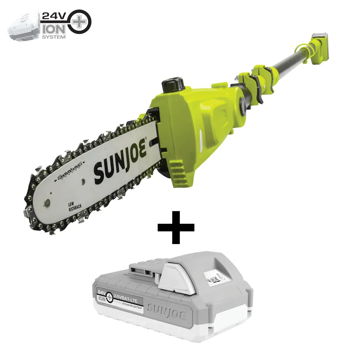 Sun Joe 24V-Ps10-Lte 24-Volt* Ionmax Cordless Telescoping Pole Chainsaw Kit | 10-Inch | W/ 2.0-Ah Battery + Charger 1