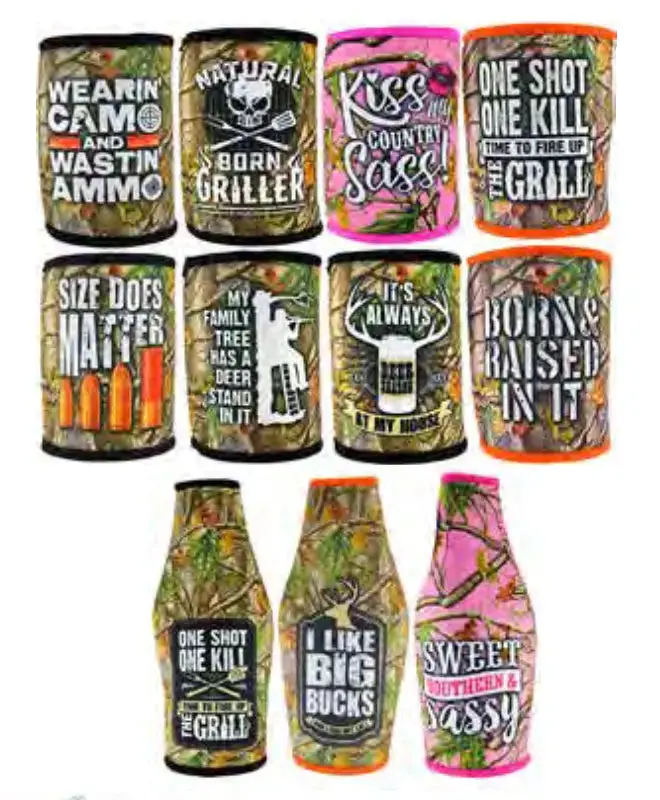 Neoprene Camo Can And Bottle Suit Cooler Assortment - 11 Pieces Per Retail Ready Display 88169 2