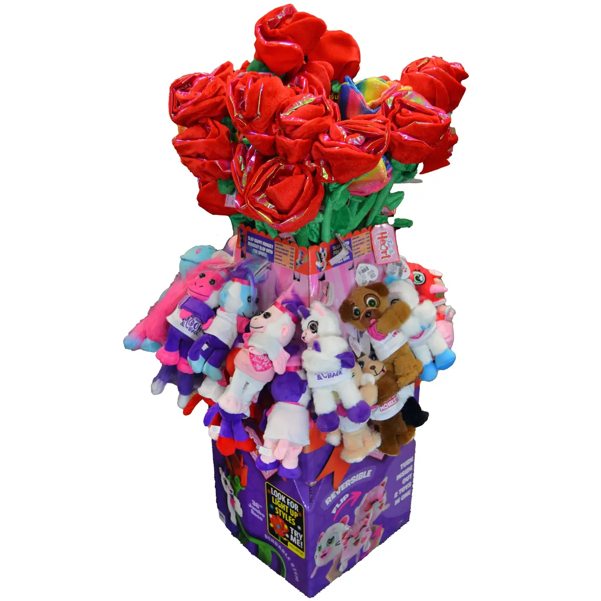 Valentines Day Rose Plush Assortment Floor Display - 48 Pieces Per Retail Ready Display Kit 88348 1