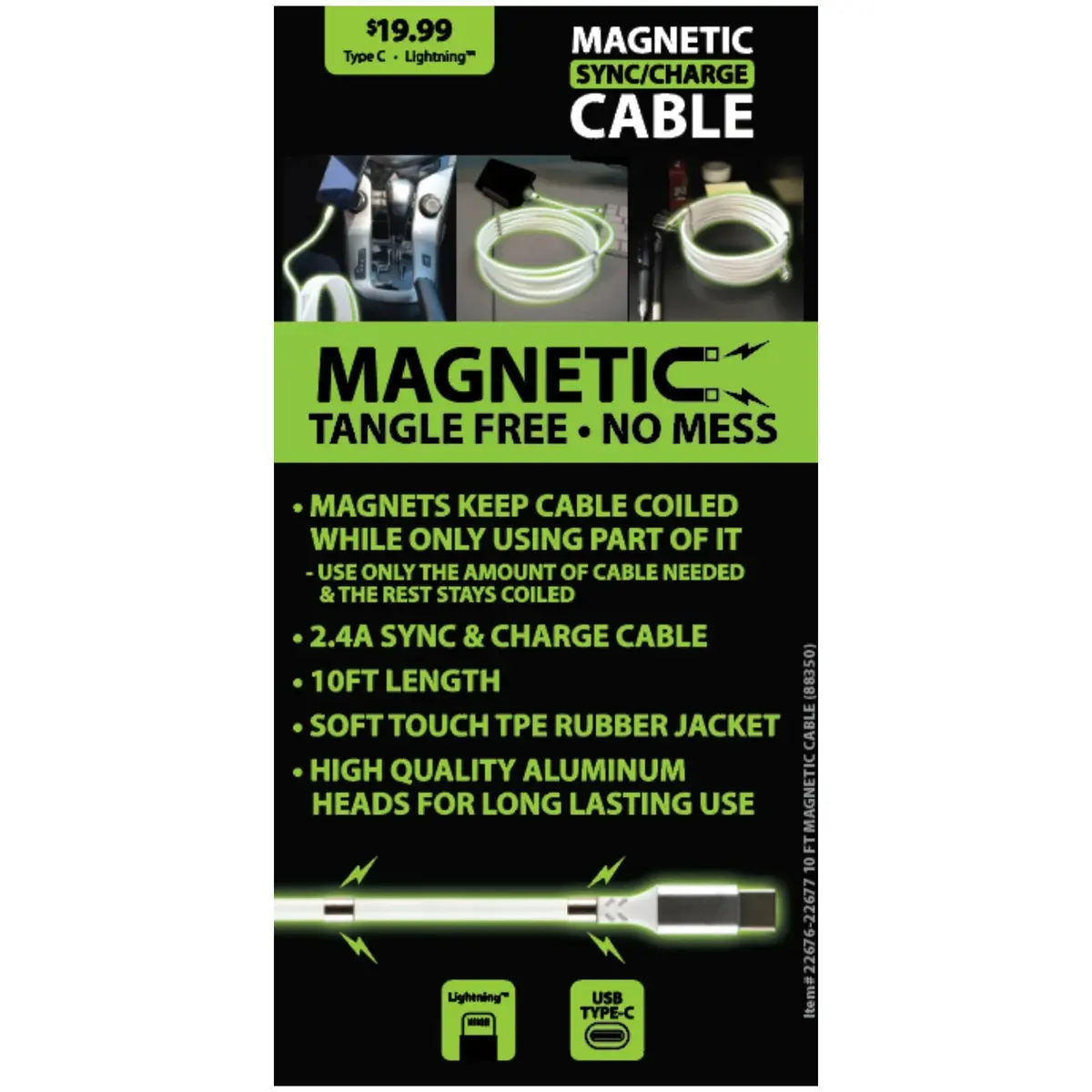 Charging Cable Magnetic Assortment 10Ft - 6 Pieces Per Pack 88350 2