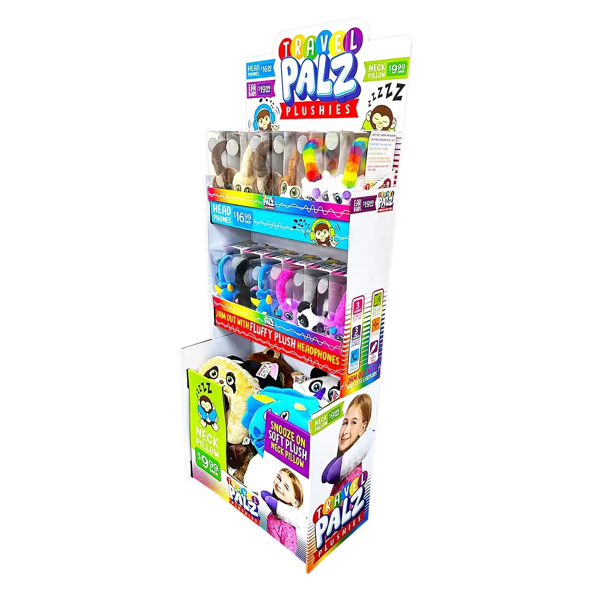 Plush Headphones W/ Pillows Floor Display 24 Pieces Per Retail Ready Display Kit 88393 1