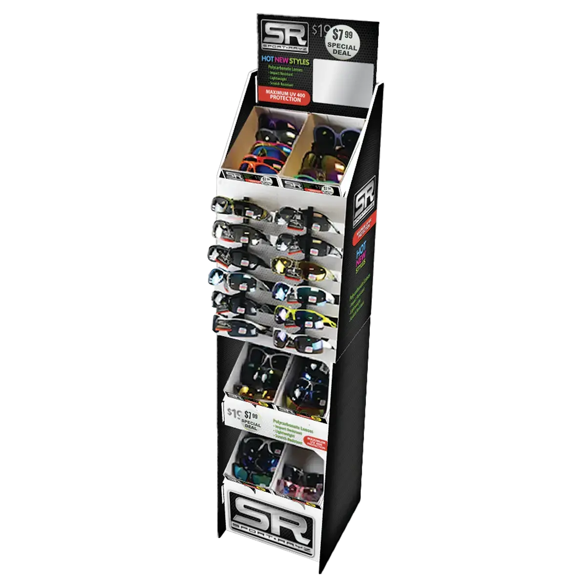 Sunglasses Sport Rayz Assortment Floor Display - 48 Pieces Per Retail Ready Display Kit 88442 1