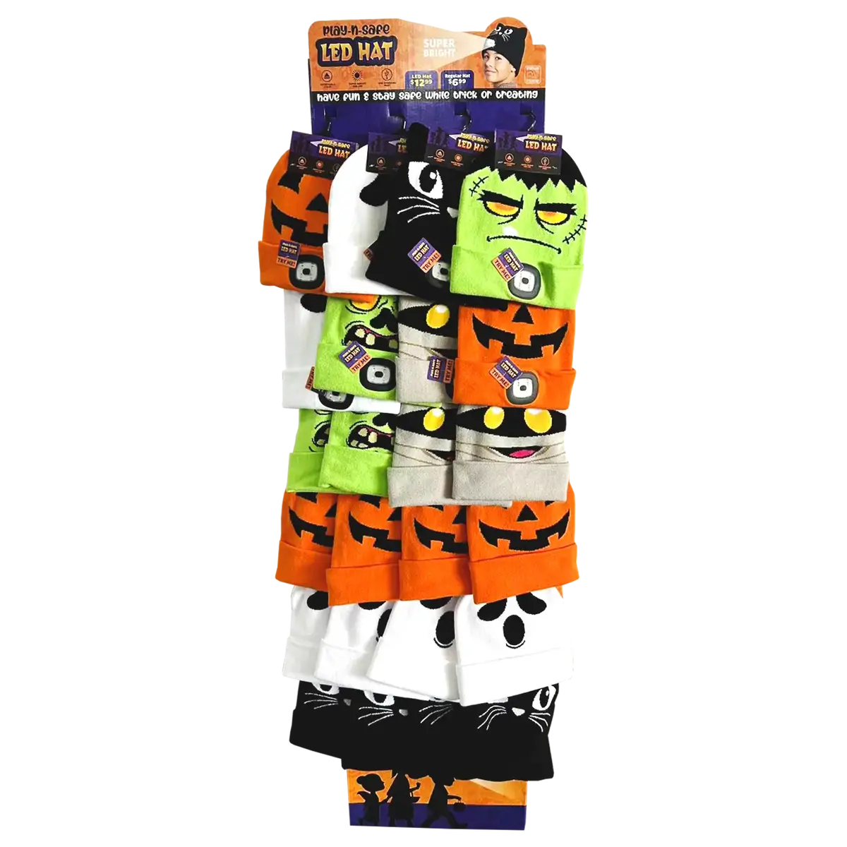 Halloween Knit Hat Beanie Led Light Assortment Floor Display - 36 Pieces Per Retail Ready Display Kit 88463 2