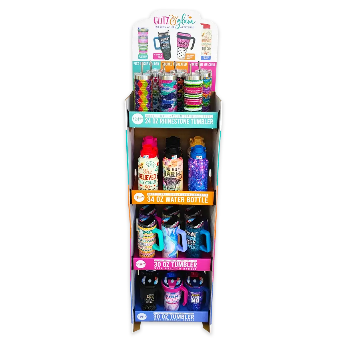 Insulated Drinkware Assortment Floor Display - 24 Pieces Per Retail Ready Display Kit 88486 2