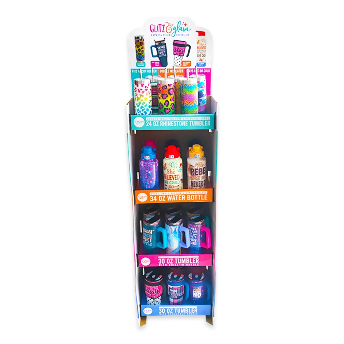 Insulated Drinkware Assortment Floor Display - 24 Pieces Per Retail Ready Display Kit 88499 2