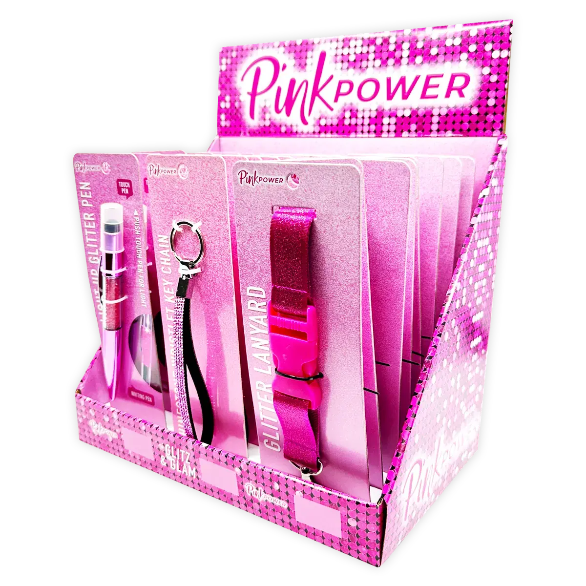 Pink Power Key Chain Lanyard And Pen Assortment - 22 Pieces Per Retail Ready Display Kit 88529 1