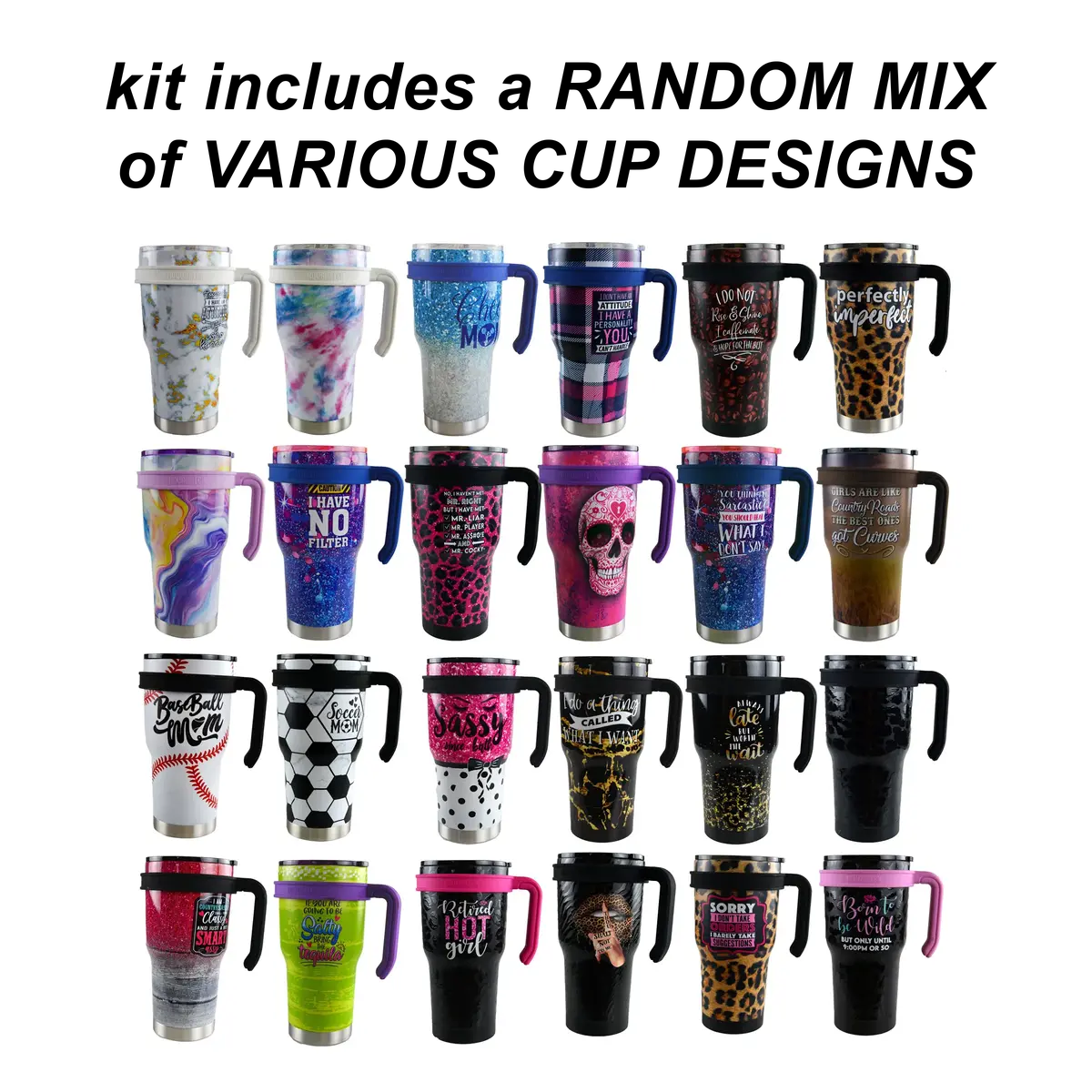 30 Oz Insulated Stainless-Steel Cup With Handle And Straw Assortment - 17 Pieces Per Pack 88530 1