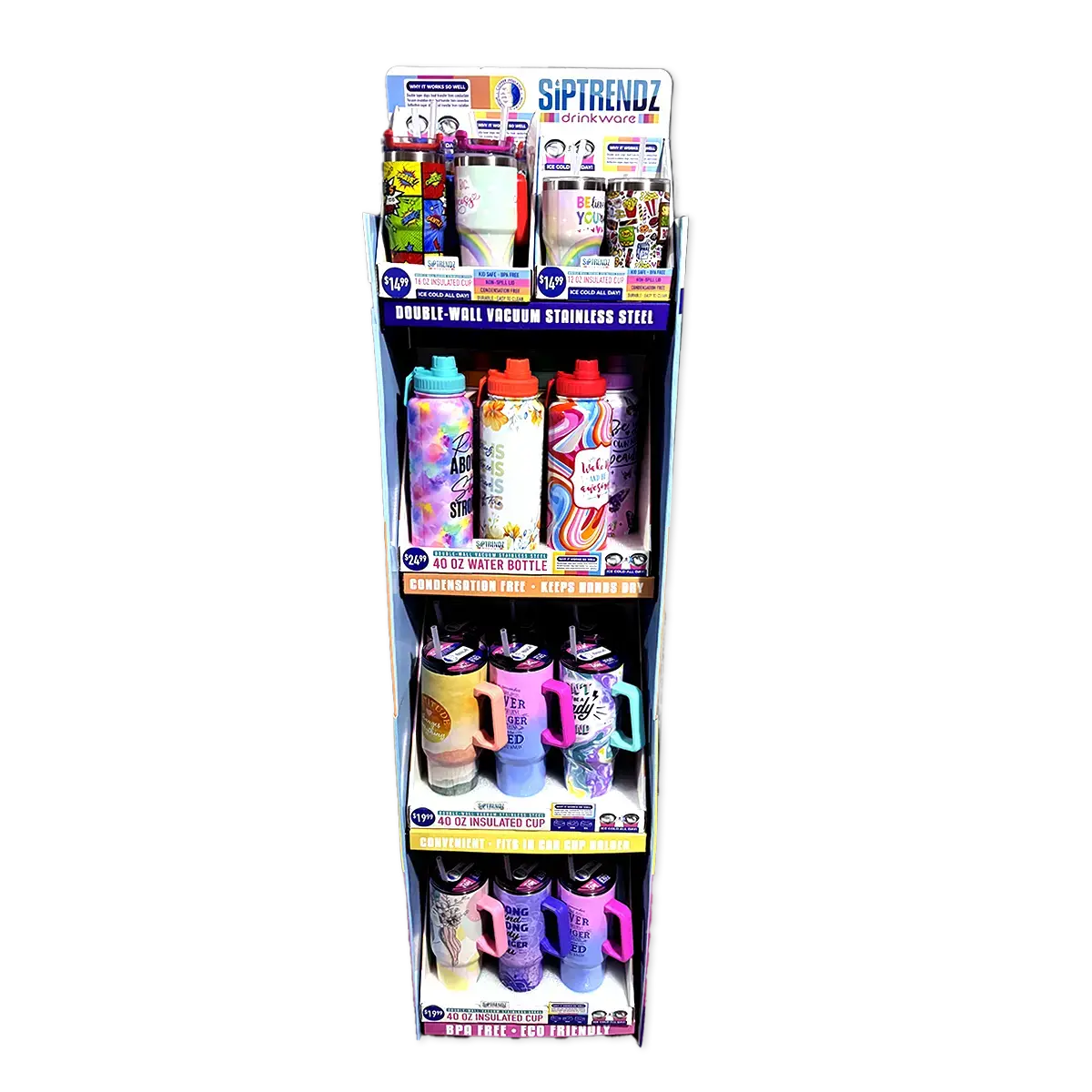 Insulated Drinkware Assortment Floor Display - 26 Pieces Per Retail Ready Display Kit 88582 1