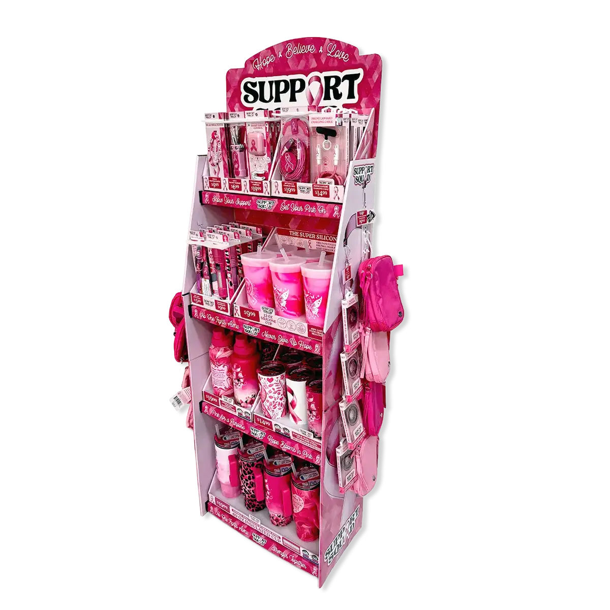 Breast Cancer Awareness Pink Support Squad Assortment Floor Display - 68 Pieces Per Retail Ready Display Kit 88607 1
