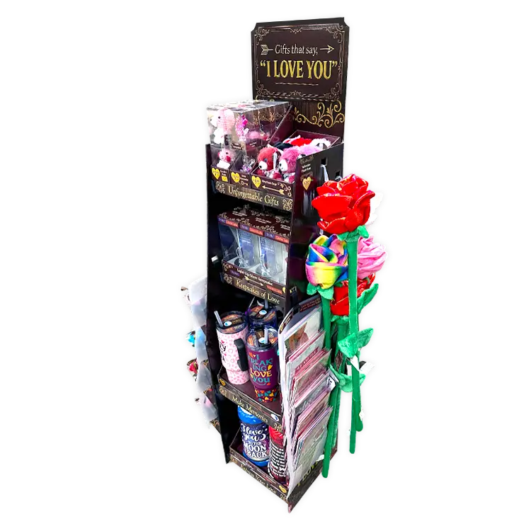 Valentines Day Rose Plush And Gift Assortment Floor Display - 78 Pieces Per Retail Ready Display Kit 88615 1