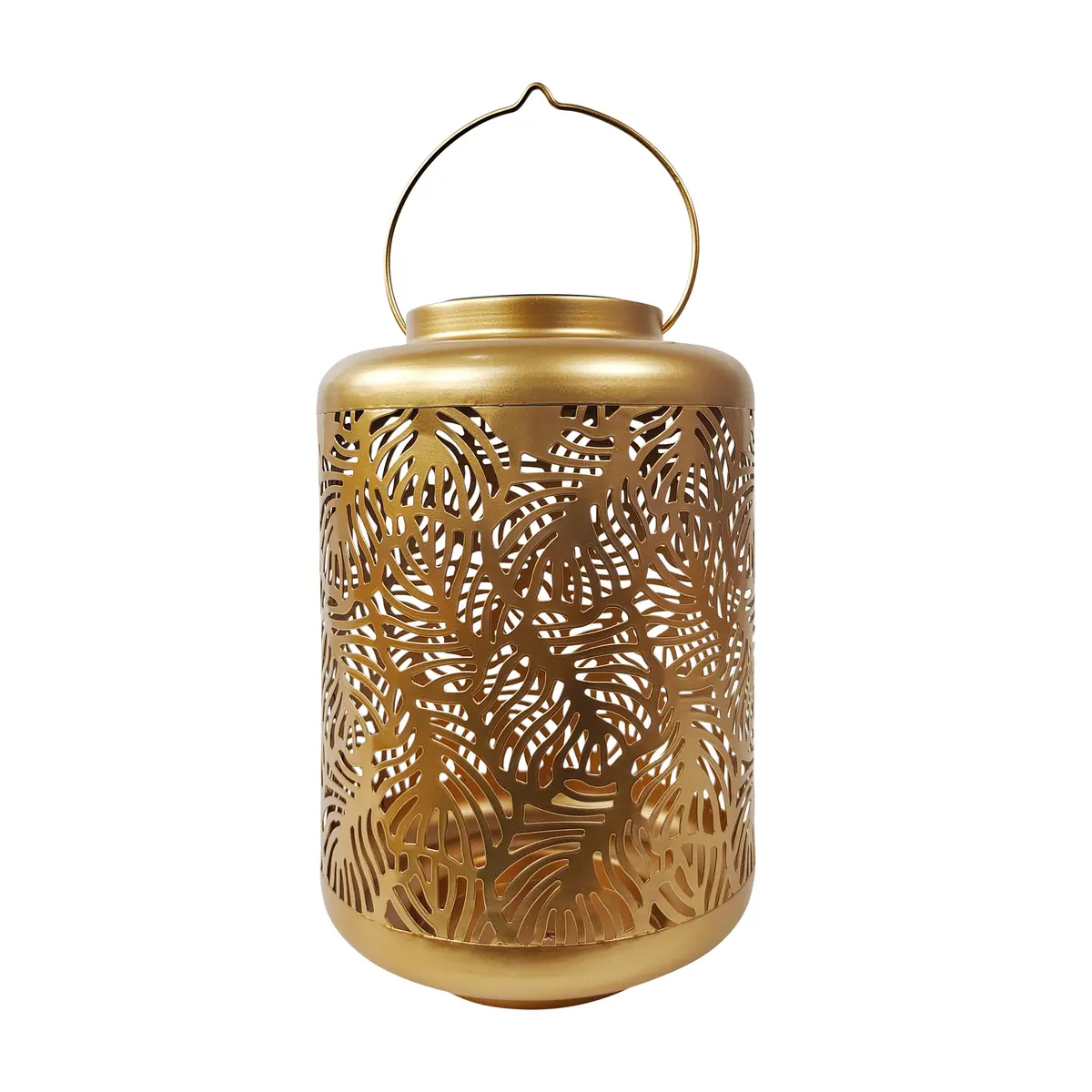 Bliss Outdoors Bsl-308-G Solar Led Lantern W/ Banana Leaf Design & Hand Painted Finish | 12-In. Tall | Waterproof Ip44 (Gold) 2