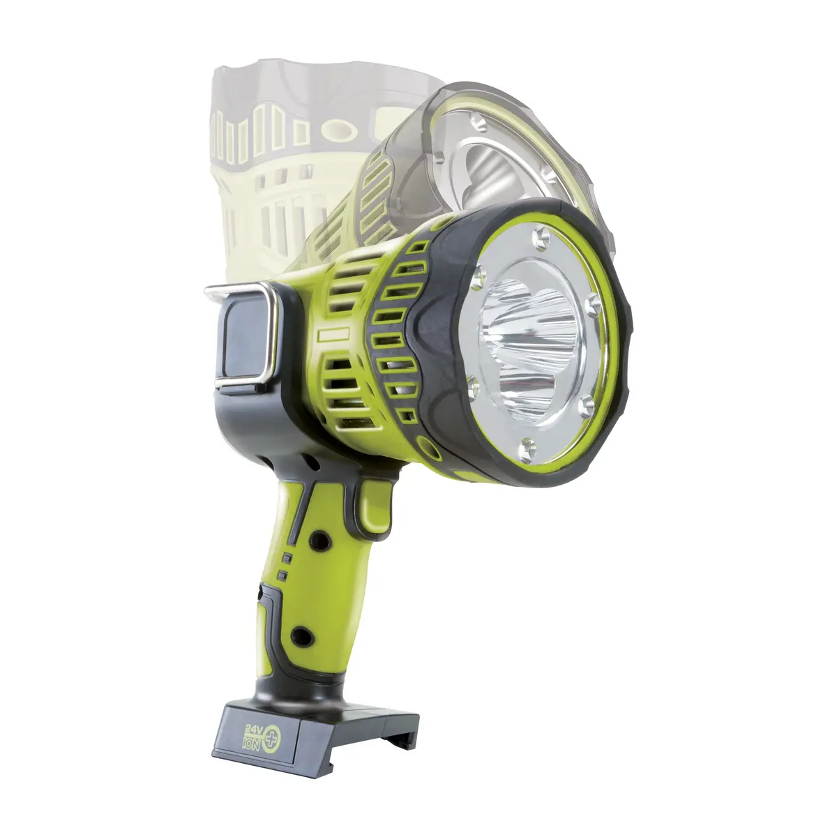 Sun Joe 24V-1500Fl-Ct 24-Volt Ion+ Handheld Flashlight/Spotlight/Flood | 700 Yard Reach Illumination | 5 Light Modes | 1500 Lumens Max | 90-Degree Pivot Head | Belt Hook | Tool Only 2