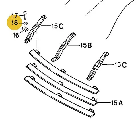 900 151 028 01P - Washer- B4.3 - 78 To 86 Grill - Porsche 2