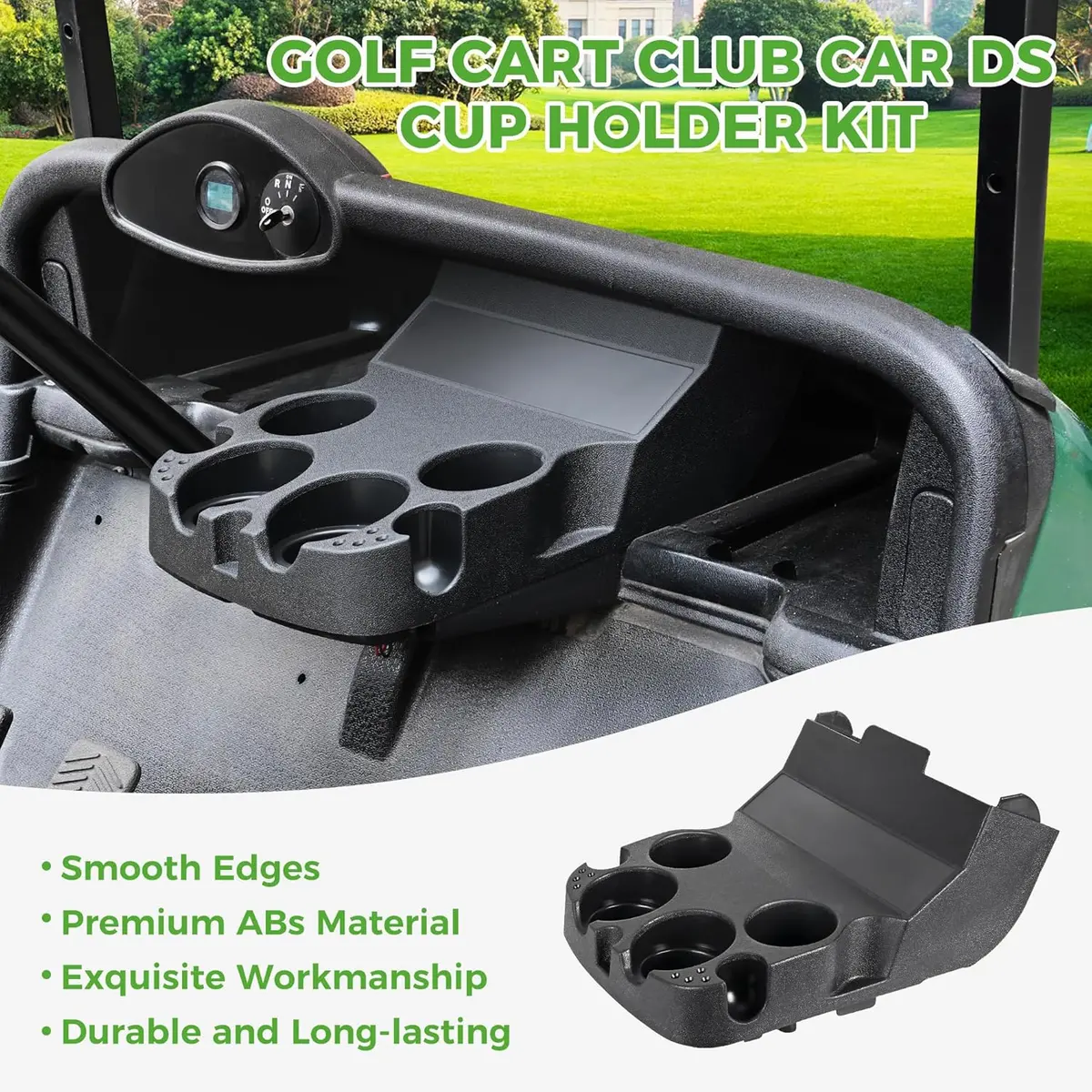 Golf Cart Cup Holder Assembly For Ezgo Rxv - Uv-Resistant Heavy-Duty Plastic - No Drilling Required - 10L0l 2