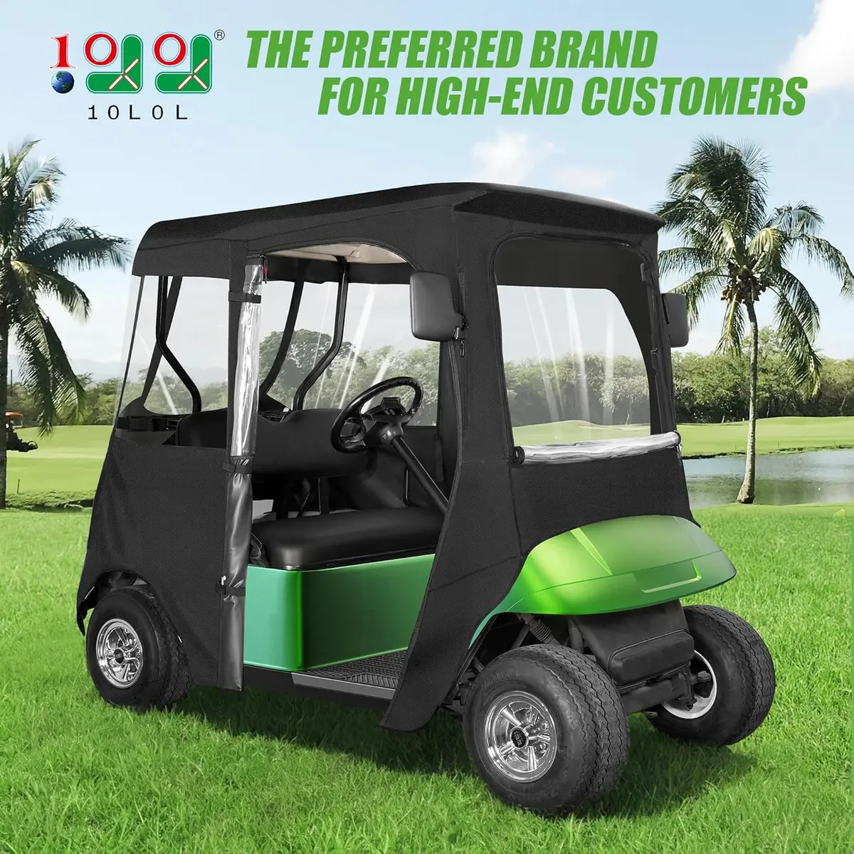 Golf Cart Enclosure With 2 Door Zippers For Ezgo Txt/Rxv 600D Rain Cover - 10L0l 2