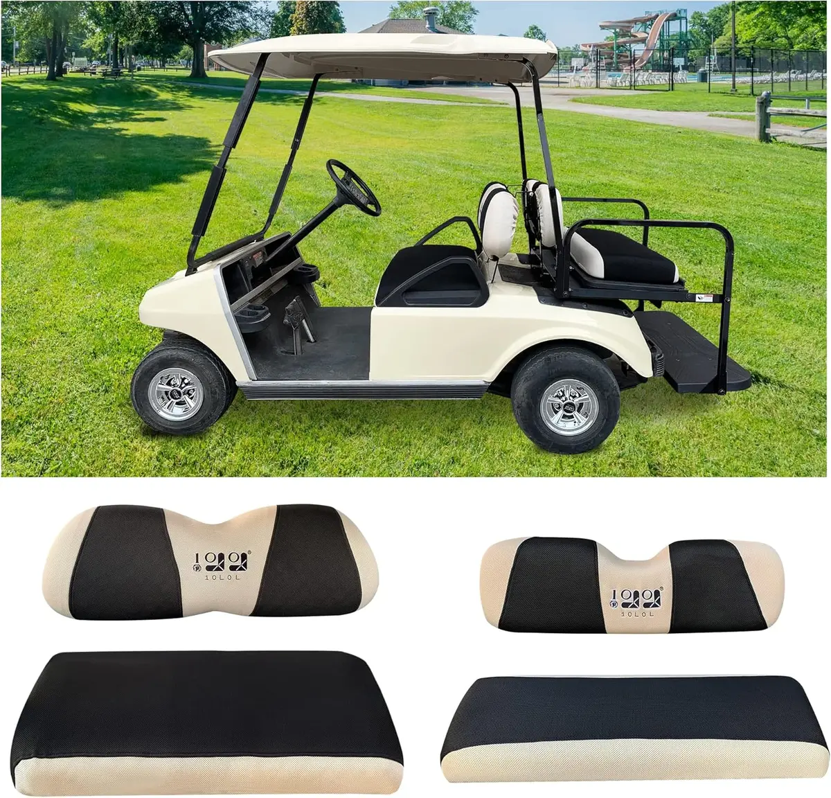 Golf Cart Front Rear Seat Cover Set For Ezgo Txt Rxv & Club Car Ds - 10L0l 5