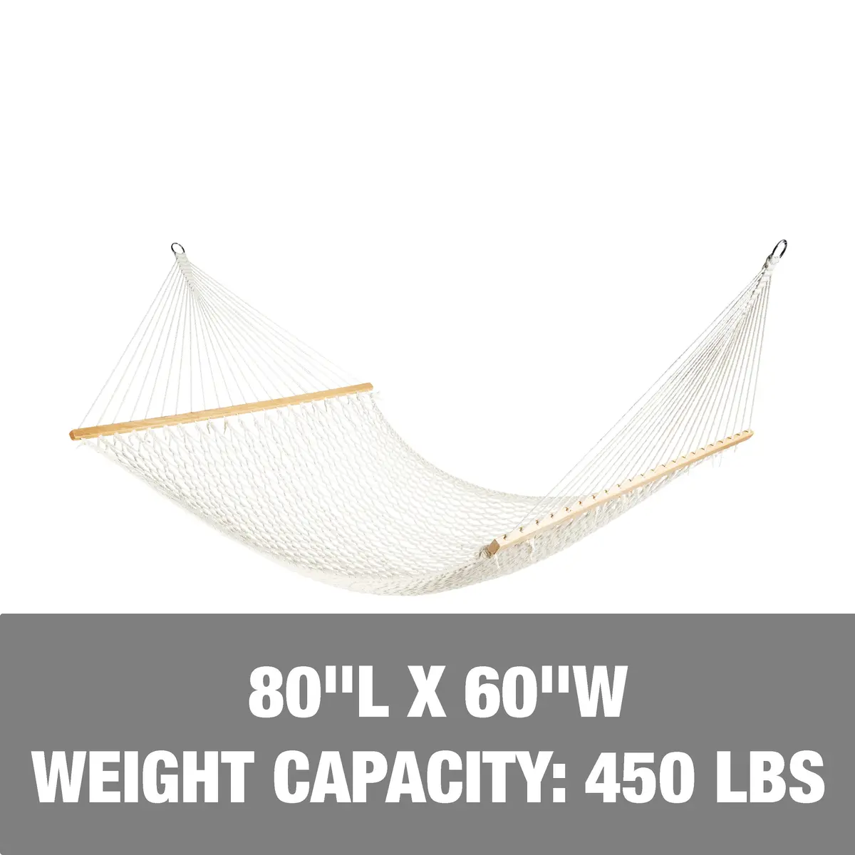Bliss Hammocks Bh-410 Cotton Rope Hammock W/ Spreader Bar & Hanging Hardware | 60-In. Wide | 450 Lb. Capacity (Natural) 2