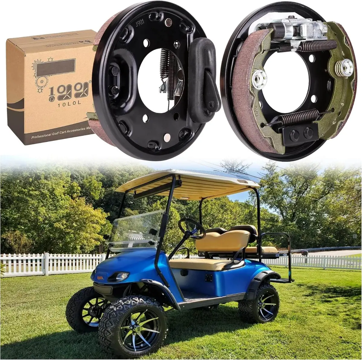 10L0l Golf Cart Rear Brake Assembly Kit For Ezgo & Yamaha - Complete Driver & Passenger Side Set 1