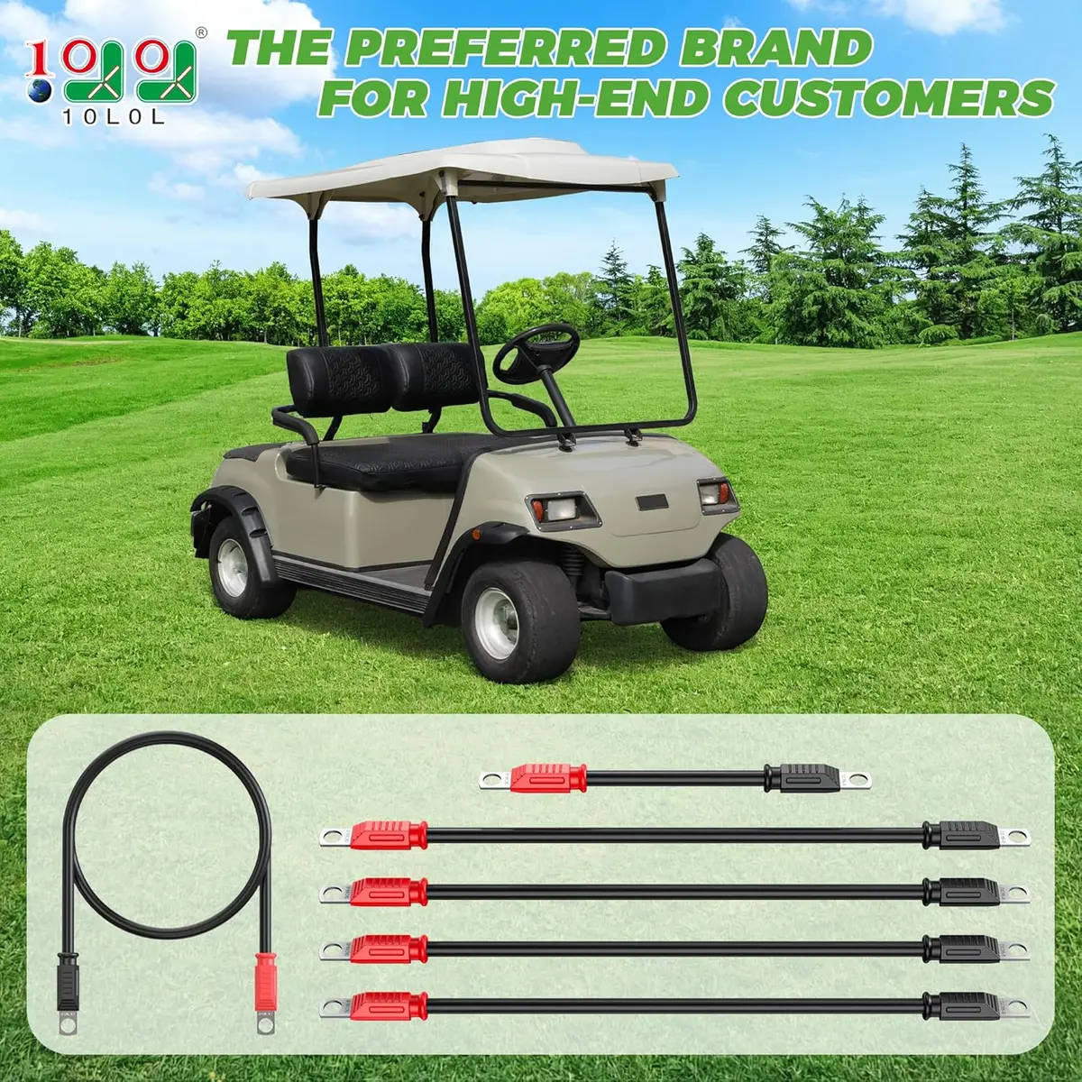 10L0l Upgrade Golf Cart Battery Cable Set For Yamaha G22 48V, 5 Pcs Pure Copper 2