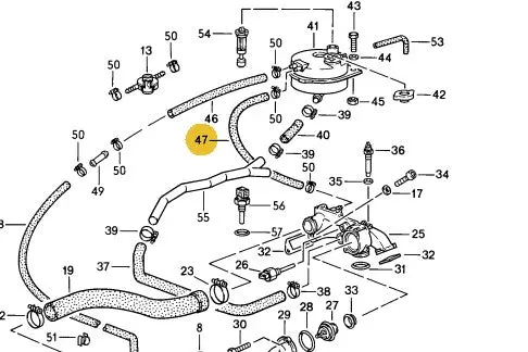 927 106 275 03 - Hose From Expansion Tank To Rear Of Water Bridge - Rhd Only 78 To 95 1