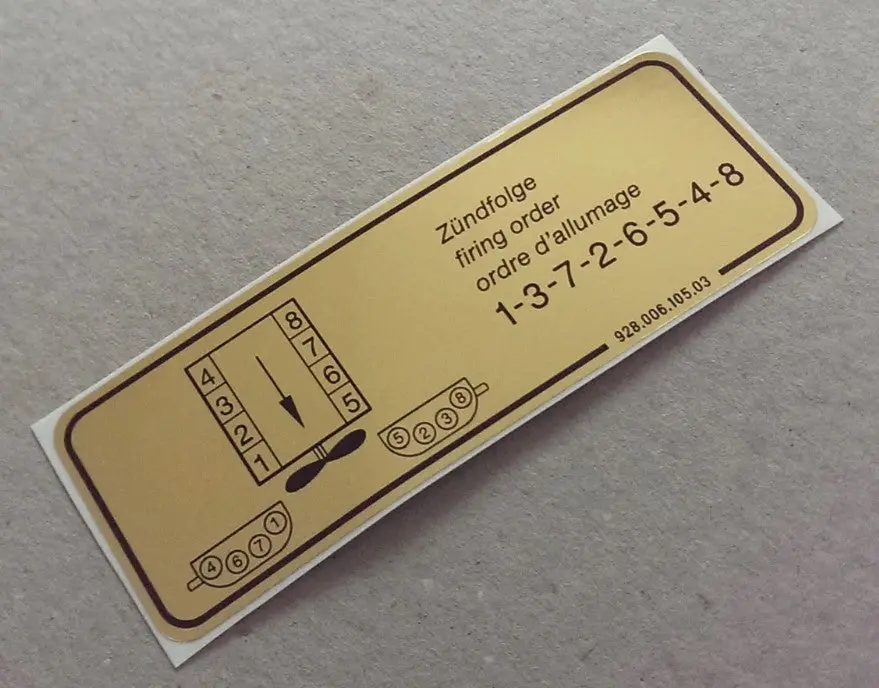 928 006 105 03Ga - Firing Order Decal - 85 To 95 - Gold 1