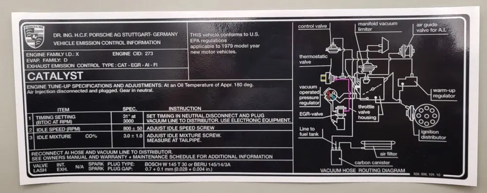 928 006 101 10 - Decal - Engine Emissons Control - 79 - Usa 1