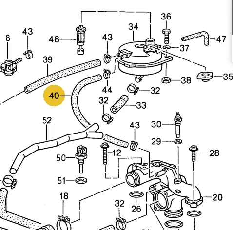 928 106 275 03Am - Small Hose From T Stat To Reservoir 85 To 95 32V Lhd - Aftermarket 2
