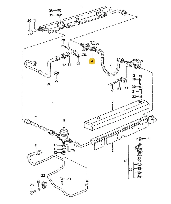 928 110 198 25Amg - Fuel Pressure Regulator - 88 To 95 - Also Fits 964 Carrera 2/4 89 To 94 - Aftermarket Gold 2