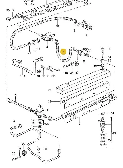 928 110 271 00A - Fuel Hose - Damper To Regulator Formed Original Shape "U" Hose - 85 To 86 - 32V - Cohline Rubber 2
