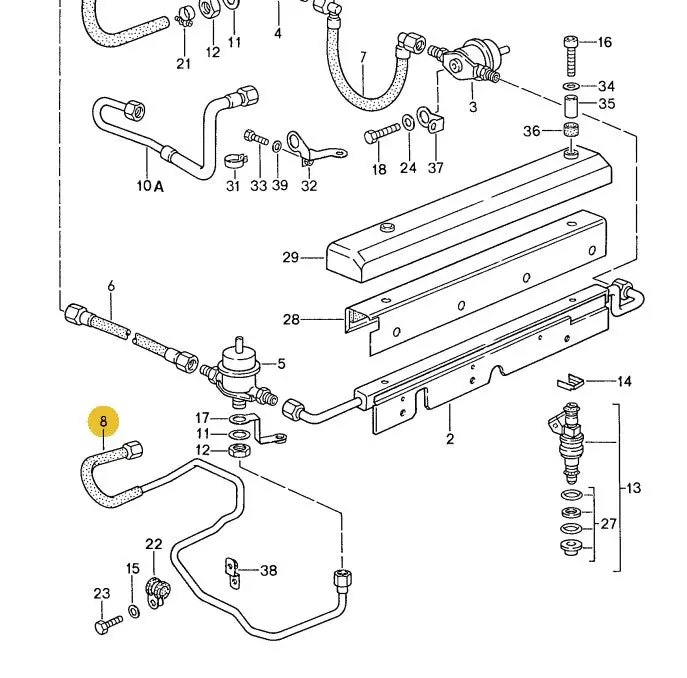 928 110 367 15C - Fuel Hose - Tank Feed To Front Damper - Rerouted - 87 To 95 32V - Cohline (Pre-Order) 2