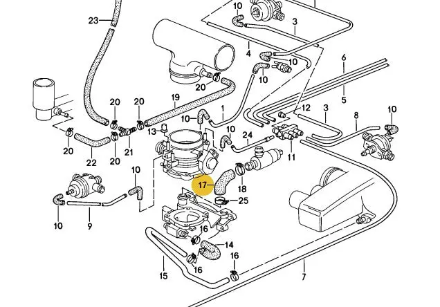 928 110 442 06 - Hose - Idle Air Stabilizer Valve To Air Guide - 85 To 86 32V 2