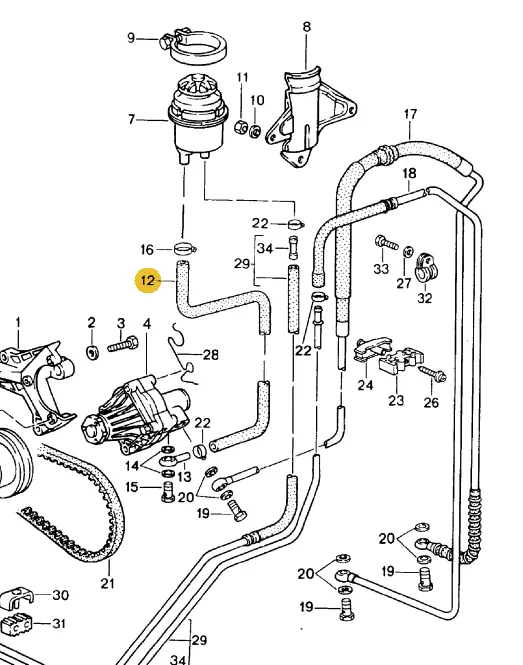 928 347 445 07Am - Ps Hose - Pump-Res. - 85-95 - Aftermarket 2