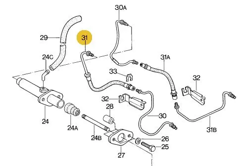 928 423 177 11 Oem - Clutch Hose Chassis To Engine - 9" Booster - 78 To 79 - Was 01 2