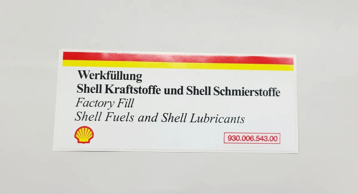 930 006 543 00W - "Shell" Air Filter Lid Decal - White - Later Style - 84 To 95 1