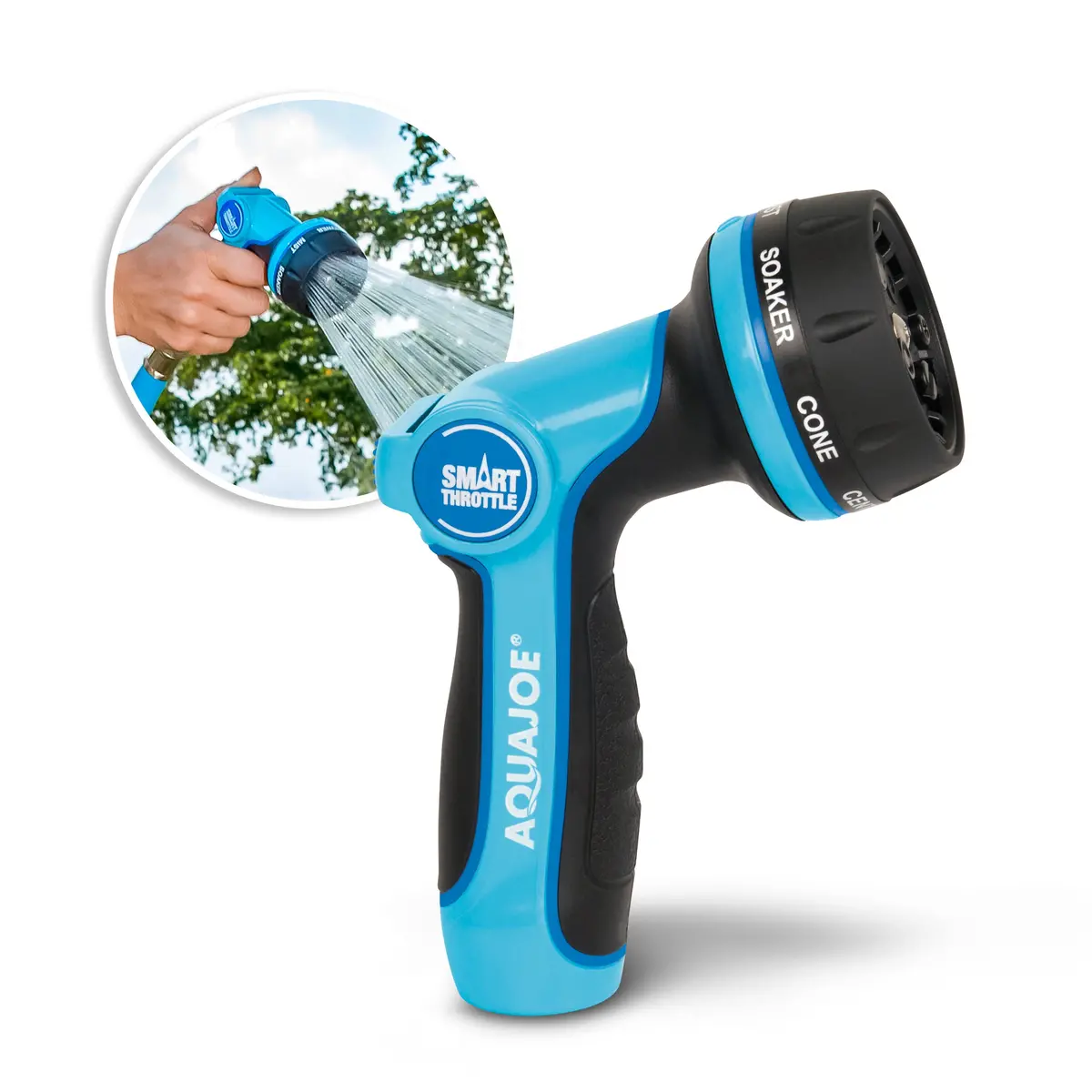 Aqua Joe Ajhn102 Heavy-Duty Multi-Function Hose Nozzle W/ Smart Throttle | 7 Spray Patterns 1