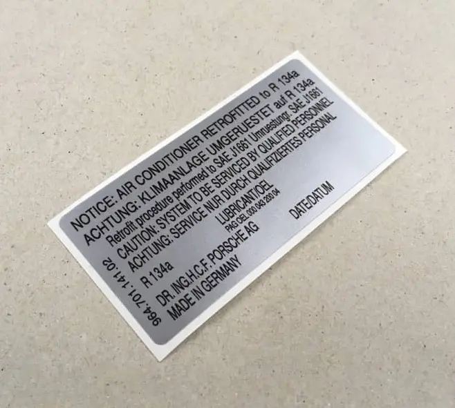 964 701 141 02 - Ac Decal - R134a Conversion 1