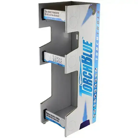 Merchandising Fixture - Corrugated Torch Blue 3 Tier Lighter Countertop Display Only 973040 1