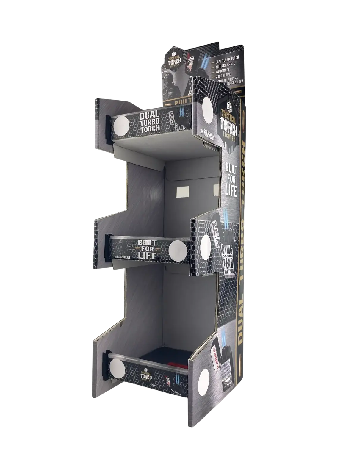Merchandising Fixture - Corrugated Tac Gear 3 Tier Countertop Lighter Display Only 975560 1