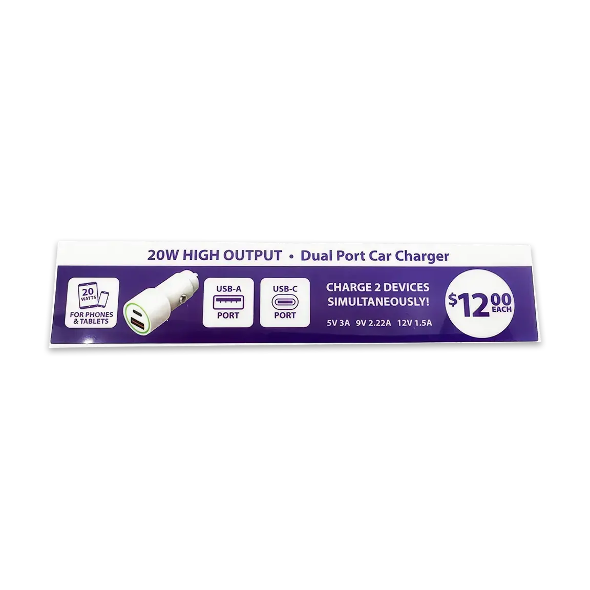 Merchandising Fixture - Usb-A To Usb-C  Dc Car Charger Sign Only 979450 1