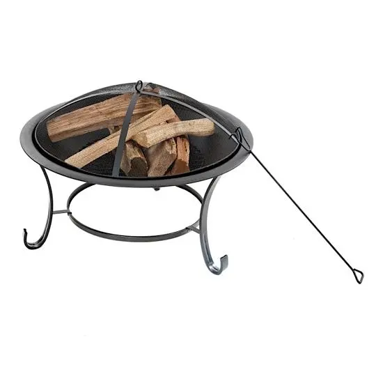 Sun Joe Sjfp30 30-Inch Round Steel Fire Pit W/Dome Screen And Poker 1