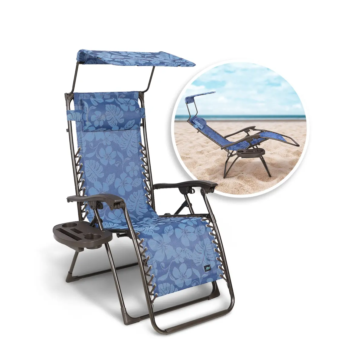 Bliss Hammocks Gfc-465Bf Gravity Free Chair W/ Canopy, Pillow, & Drink Tray | 26-In. Wide | Weather & Rust Resistant | 300 Lb. Capacity 1
