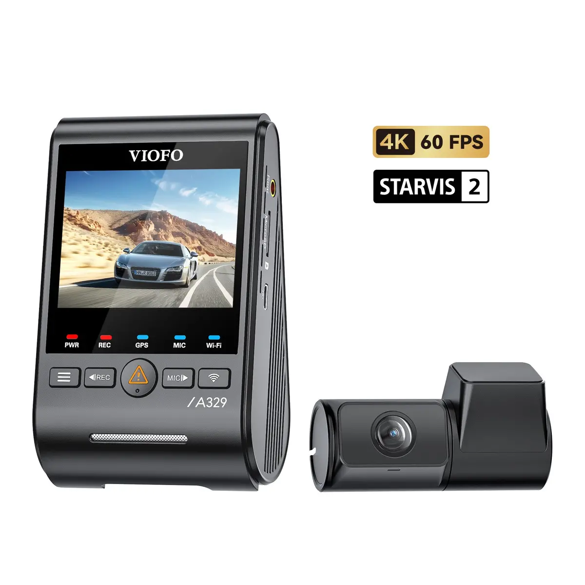 Viofo A329 2Ch First 4K 60Fps Front And 2K Rear Wi-Fi 6 Dash Cam Hdr With Sony Starvis 2 Sensors Support Ssd Storage 1