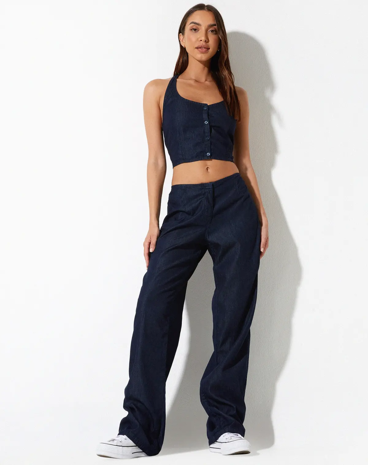 Aegir Crop Top In Denim Blue Chambray 2