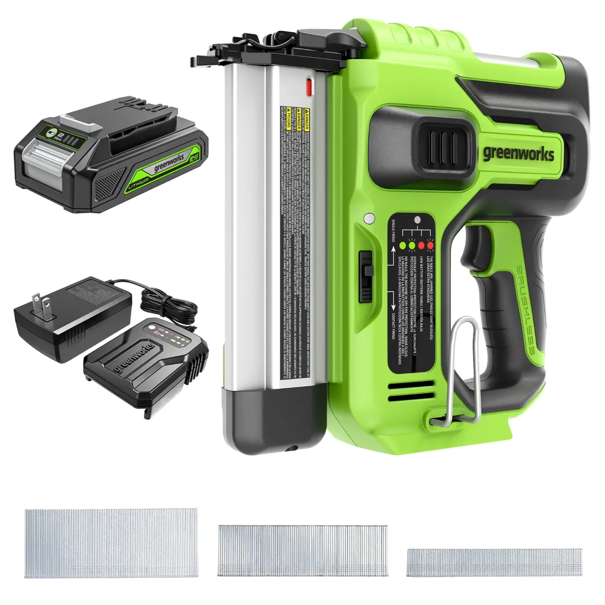 24V 18 Gauge Brad Nailer, 2.0Ah Battery And Charger Included 1
